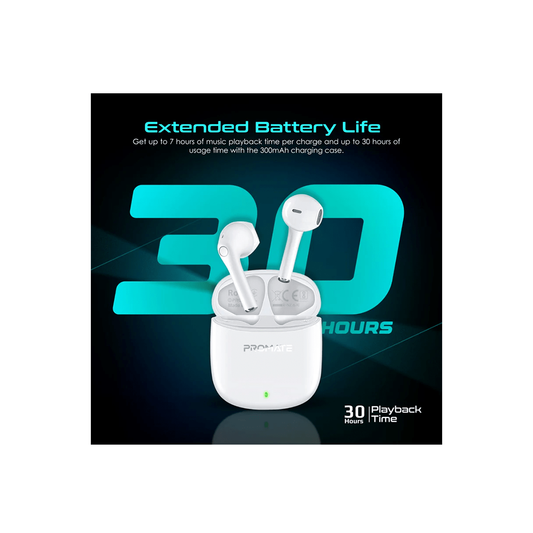 Promate Lima High Definition ENC TWS Wireless Earbuds with IntelliTouch - White in Qatar Promate Lima High Definition ENC TWS Wireless Earbuds with IntelliTouch - White in Qatar